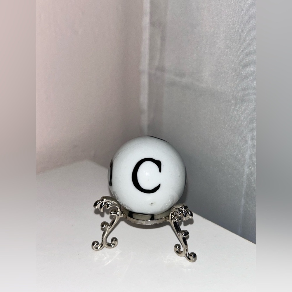 Decorative White Ceramic Letter “C” Ball